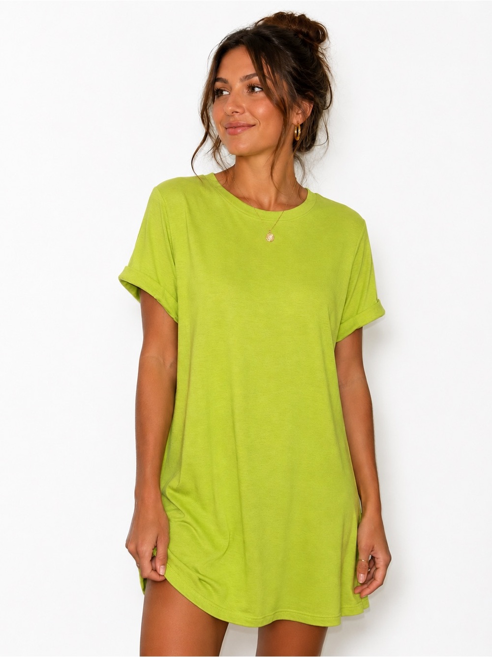 Cherish Lime Green Short Sleeve Midi Dress
